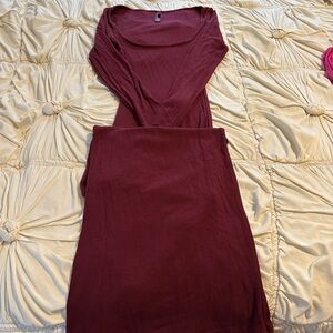 SKIMS Red Long Sleeve Fits Everybody Maxi Dress